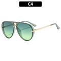 Gafas de sol aviador clásicas con lentes degradadas verdes y patillas doradas elegantes - Montura Verde Transparente Lente Verde