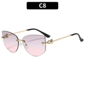 Lunettes de soleil œil-de-chat sans monture, verres dégradés rose-violet et branches dorées - Monture Dorée Verres Dégradés Gris Rose (C8)