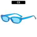 Translucent blue cat eye sunglasses with narrow rectangular frame and hip hop style - Blue Frame / Blue Lens