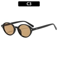 Occhiali da sole ovali retrò con montatura nera e lenti ambra stile vintage modello C3 - Montatura Nera Lenti Tè Chiaro