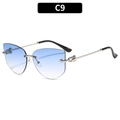 Lunettes de soleil polygonales sans monture avec verres dégradés bleus et branches argentées - Monture Argentée Verres Dégradés Bleu (C9)