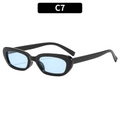 Retro cat-eye sunglasses with glossy black frame and light blue translucent lenses - Black Frame Blue Lens