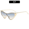 Fashionable gold metal frame sunglasses with blue and yellow gradient lenses style C7 - Gold Frame Gradient Blue Tea Lens (C7)