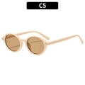 Retro oval sunglasses in beige frame with light brown lenses for a vintage style - Rice White Frame / Tea Lens