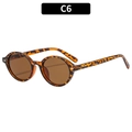 Retro oval sunglasses in tortoiseshell frame with dark brown lenses, model C6 - Leopard Frame Dark Tea Lens