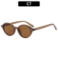 Vintage oval sunglasses with amber tea frames, metal rivets, and tinted lenses - Brown Frame Dark Brown Lens