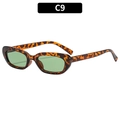 Retro narrow leopard print frame sunglasses with green lenses in a vintage oval design - Leopard Frame Dark Green Lens