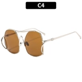 Fashion oversized silver metal sunglasses with brown lenses, style C4 for men and women - Silver Frame Brown Lens