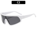 Oversized sportzonnebril met wit montuur en grijze glazen, modieuze sportieve stijl C2 - Wit Frame Grijze Lenzen