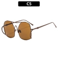 Fashion oversized square sunglasses with brown lenses and bronze metal frame C5 - Tea Frame Tea Lens