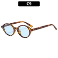 Retro oval sunglasses with tortoise shell frame and light blue translucent lenses - Tortoise Frame Blue Lens