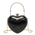 Pochette da sera nera a forma di cuore con fiocchi 3D e chiusura in cristallo - Nero
