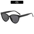 Occhiali da sole cat-eye neri con lenti grigio scuro e montatura lucida alla moda - Montatura Nera Lenti Grigie (C1)