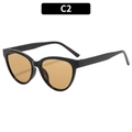 Occhiali da sole cat-eye alla moda con montatura nera e lenti color ambra - Montatura Nera Lenti Tè (C2)
