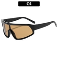 C4 oversized sportzonnebril met zwart montuur en doorschijnende barnsteen glazen - Zwart Frame Thee Lenzen
