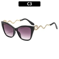 Cat eye sunglasses with purple gradient lenses and golden snake-shaped temples - C3-Black Frame Purple Gradient
