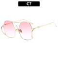 Chic oversized gold frame sunglasses with soft pink gradient lenses for women style C7 - Golden Frame / Double Pink Lens