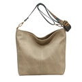 Taupe Retro Hobo Umhängetasche mit böhmisch gemustertem Jacquard-Schultergurt - Gebrochenes Weiß
