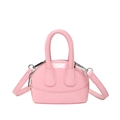 Mini sac bandoulière en cuir verni rose avec détails argentés et bandoulière - Rose