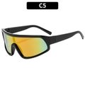 Lunettes de soleil de sport surdimensionnées avec monture noire et verres dégradés orange - Monture Noire Verres Miroir Rouge