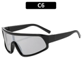 Lunettes de soleil de sport oversize à monture noire et grands verres gris tendance - Monture Noire Miroir Argent
