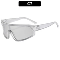 Lunettes de soleil de sport oversize gris translucide avec monture légère et enveloppante - Monture Transparente Miroir Argent