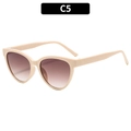 Fashionable cat eye sunglasses with beige frames and brown gradient lenses - White Frame Gradient Tea Lens (C5)
