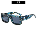 Occhiali da sole quadrati con montatura camouflage blu e lenti grigie C2 - Montatura Floreale Blu Lenti Grigie (C2)