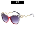 Lunettes soleil oeil de chat avec monture serpent rouge, verres violets et branches serpent - C6-Motif Rouge Verres Dégradé Violet