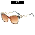 Lunettes de soleil œil de chat, verres dégradés marron et branches serpent doré - C7-Motif Ambre Verres Dégradé Brun