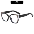Montatura occhiali geometrica nero lucido con dettagli bicolore marrone bianco C1 - Nero (C1)
