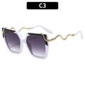 Gafas de sol cuadradas de moda con patillas de serpiente doradas y lentes degradadas C3 - C3-Montura Blanca Lentes Grises Degradadas