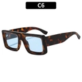Stylish square tortoiseshell sunglasses with light blue lenses, variant C6 for men - Floral Frame Blue Lens (C6)