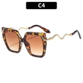 Gafas de sol cuadradas de carey con patillas doradas de serpiente y lentes degradados - C4-Montura Carey Lentes Té Degradadas