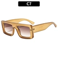 Vintage tortoiseshell square sunglasses with thick amber frames and brown gradient lenses - Transparent Tea Frame Gradient Tea Lens (C7)