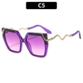 Fashion square sunglasses with purple gradient lenses and golden snake temples, color C5 - C5-Purple Frame Purple Pink Lens