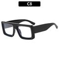 Fashionable black square oversized sunglasses with bold thick frames in glossy finish - Black Frame Clear Lens (C8)