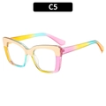 Stylish square cat-eye glasses frame with vibrant rainbow gradient color finish in style C5 - Upper Gold Lower Rainbow (C5)