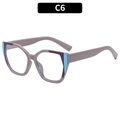 Cat eye glasses in dusty pink with blue color-block accents, model C6 with anti-blue lenses - Solid Gray (C6)