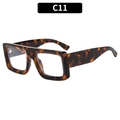 Fashionable square tortoise shell sunglasses with retro thick frames in amber finish - Floral Frame Clear Lens (C11)