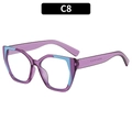 Women's cat-eye eyeglasses in transparent purple with sky blue patchwork accents - Purple Frame (C8)