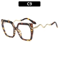 Fashionable oversized tortoise shell glasses frame with unique golden snake-shaped temples - C9-Tortoise Frame Clear Lens