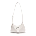 Borsa hobo bianca minimalista in pelle PU testurizzata con fibbia argentata elegante - Bianco
