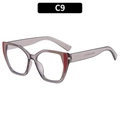 Women's cat eye blue light blocking glasses with grey frame and red color accents - Transparent Gray (C9)