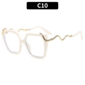 Fashionable white square glasses featuring unique gold snake-shaped metal temples - C10-Off-white Frame Clear Lens