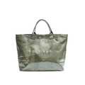 Borsa tote Tyvek verde scuro impermeabile con strato in PVC trasparente e testo bianco - Verde