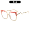 Chic beige square sunglasses with unique golden snake-shaped temples and red contrast accents - C11-Beige Frame Clear Lens