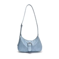 Borsa a mezzaluna azzurra con fibbia ad anello argento e tracolla regolabile per donna - Blu