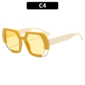 Modische quadratische Sonnenbrille mit ingwergelbem Rahmen und elfenbeinweißen Bügeln - Gelber Rahmen Gelbe Gläser