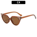 Occhiali da sole cat-eye da donna con montura marrone trasparente e paillettes lucide - Montatura Tè Lente Tè (C4)
